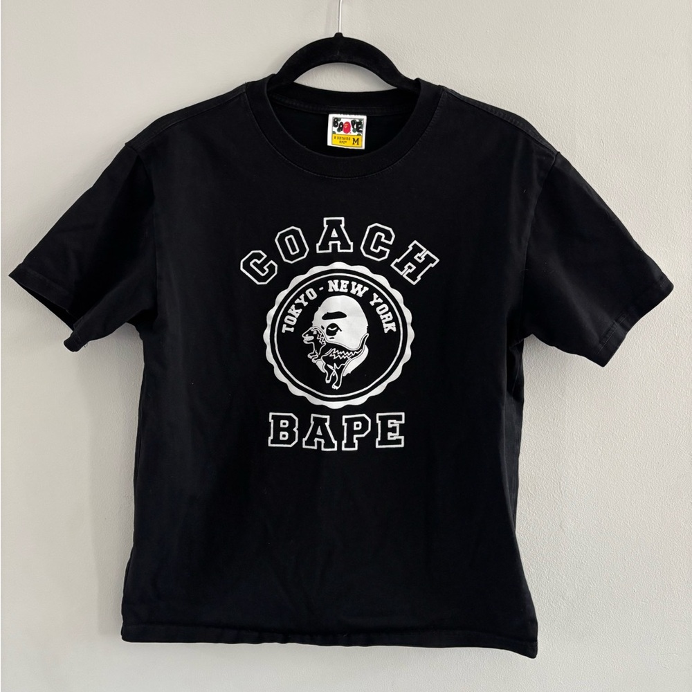 BAPE x Coach College Tee Black Size Medium Limited Edition Authentic